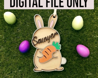 Etiqueta de cesta de Pascua SVG-Etiqueta de Pascua SVG-Glowforge-Etiqueta de cesta de Pascua personalizada-Etiqueta de cesta-Pascua SVG-Conejito de Pascua-Archivo láser-Descarga digital