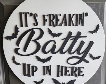 Halloween Door Hanger-Halloween Round-Round Door Hanger-Batty Sign-Halloween Sign-SVG-Digital Download-Laser File-Cut File-Halloween-Decor
