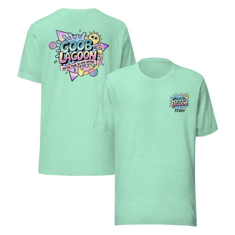 Goob Lagoon Staff-T-shirt: waterpark met het Slide Zone-gamingshirt Heather Mint