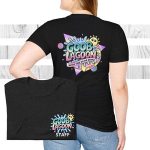 Goob Lagoon Staff-T-shirt: waterpark met het Slide Zone-gamingshirt Zwart