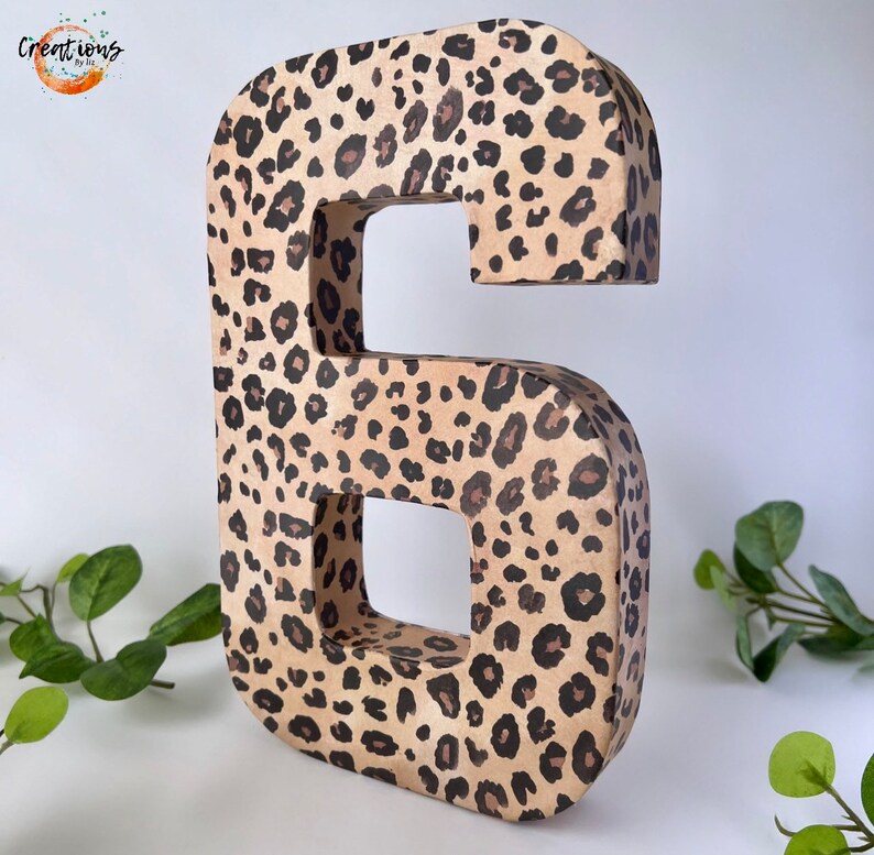 Leopard Print birthday, Safari Party Decor, 3D number centerpiece image 4