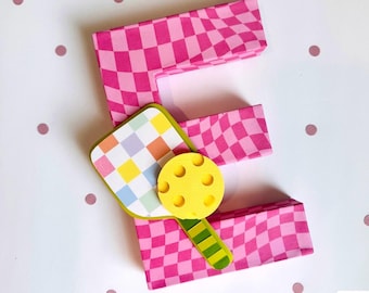 Pickleball Party, Pink Checkered Decor, Photo Prop centerpiece