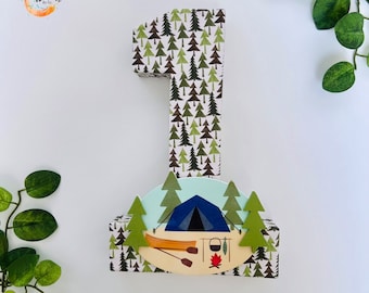 Happy Camper party decor: Camping Birthday Centerpiece