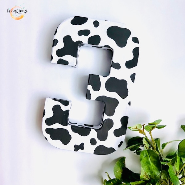 Cow party decor, cow birthday, cow theme party decor, cow print 3D letter, cow centerpiece, cow photo prop, farm party, farm birthday decor