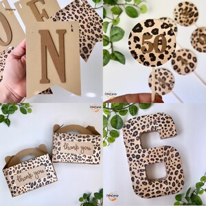 Leopard Print birthday, Safari Party Decor, 3D number centerpiece image 7