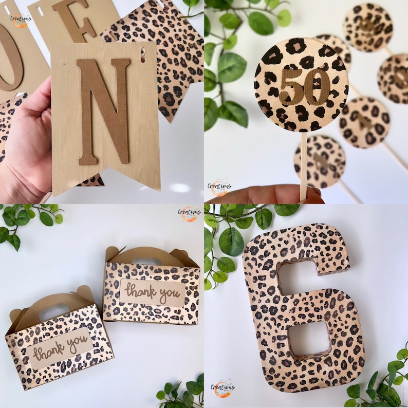 Leopard Print birthday, Safari Party Decor, 3D number centerpiece image 7