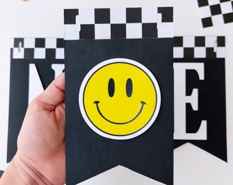 Happy Face Birthday, Smiley Party Decor, custom banner