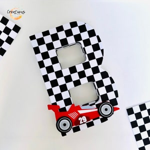 Race car birthday party, race car party decor, race car centerpiece, race photo prop, race theme party, race car 3D letter, racing party