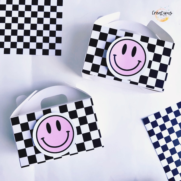 One Happy Girl birthday, one happy babe party, one happy babe favor box, smiley face birthday, babe favor box, pink happy face