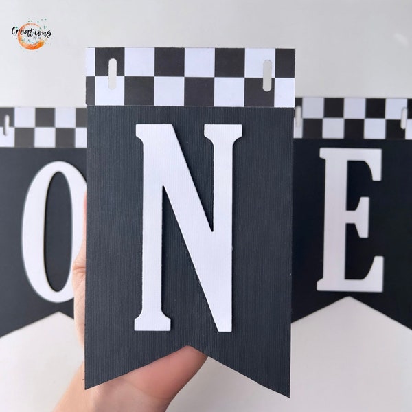 Checkered Banner, Checkered party decor, Race car party banner, Race car birthday decor, Black and White banner, racing party decor, banner