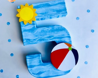 Pool Party Decor, Beach Ball birthday, summer centerpiece photo prop
