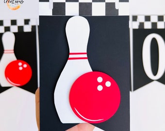 Bowling Party, Red Bowling Ball Birthday Decor, custom banner