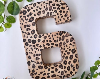 Leopard Print birthday, Safari Party Decor, 3D number centerpiece