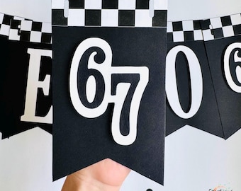 67 Birthday, I was 6 now I am 7 Party Decor, six seven banner, trend