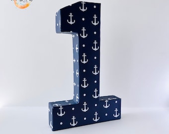 Nautical Anchor birthday: Party Decor, 3D number photo prop centerpiece