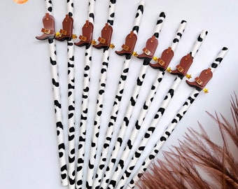 Cowboy Birthday,  First Rodeo Party Decor, cowboy straws