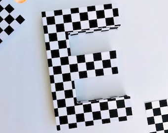 Racing Party Decor, checkered 3D letter photo prop centerpiece