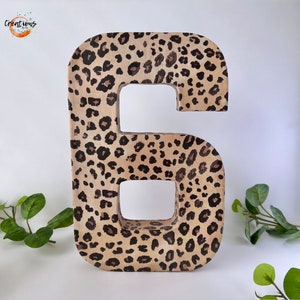 Leopard Print birthday, Safari Party Decor, 3D number centerpiece image 3