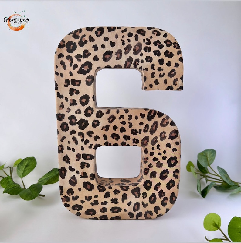 Leopard Print birthday, Safari Party Decor, 3D number centerpiece image 3