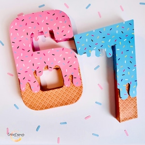67 birthday decor, I as 6 now I am 7 party, six seven trend 3D numbers centerpiece, ice cream theme, drip