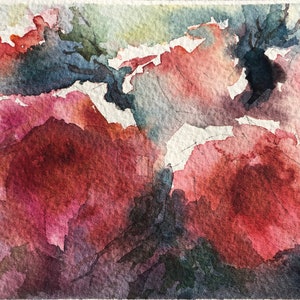 Carte postale aquarelle avec jardin de roses, Art original par Inna Evtushenko Italie, Salon, Cadeau, Décor de bureau, décor à la maison Chambre du hall