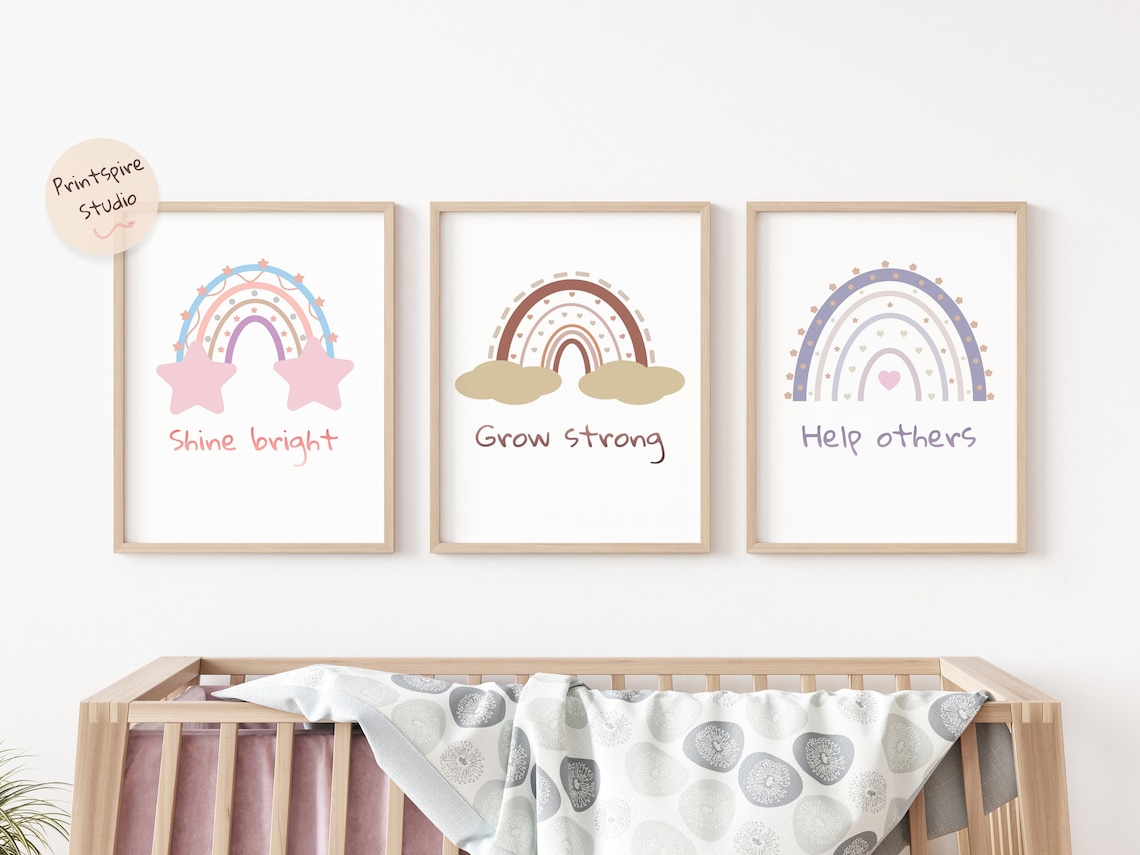 Set of 3 Nursery Art Prints Inspirational Digital Poster Art Etsy
