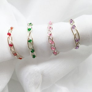 Handmade Beaded Twisted/Braided Wire-Wrapped Rings Handmade Gift Idea | Minimalist Stackable Seed Bead Rings Made in the UK