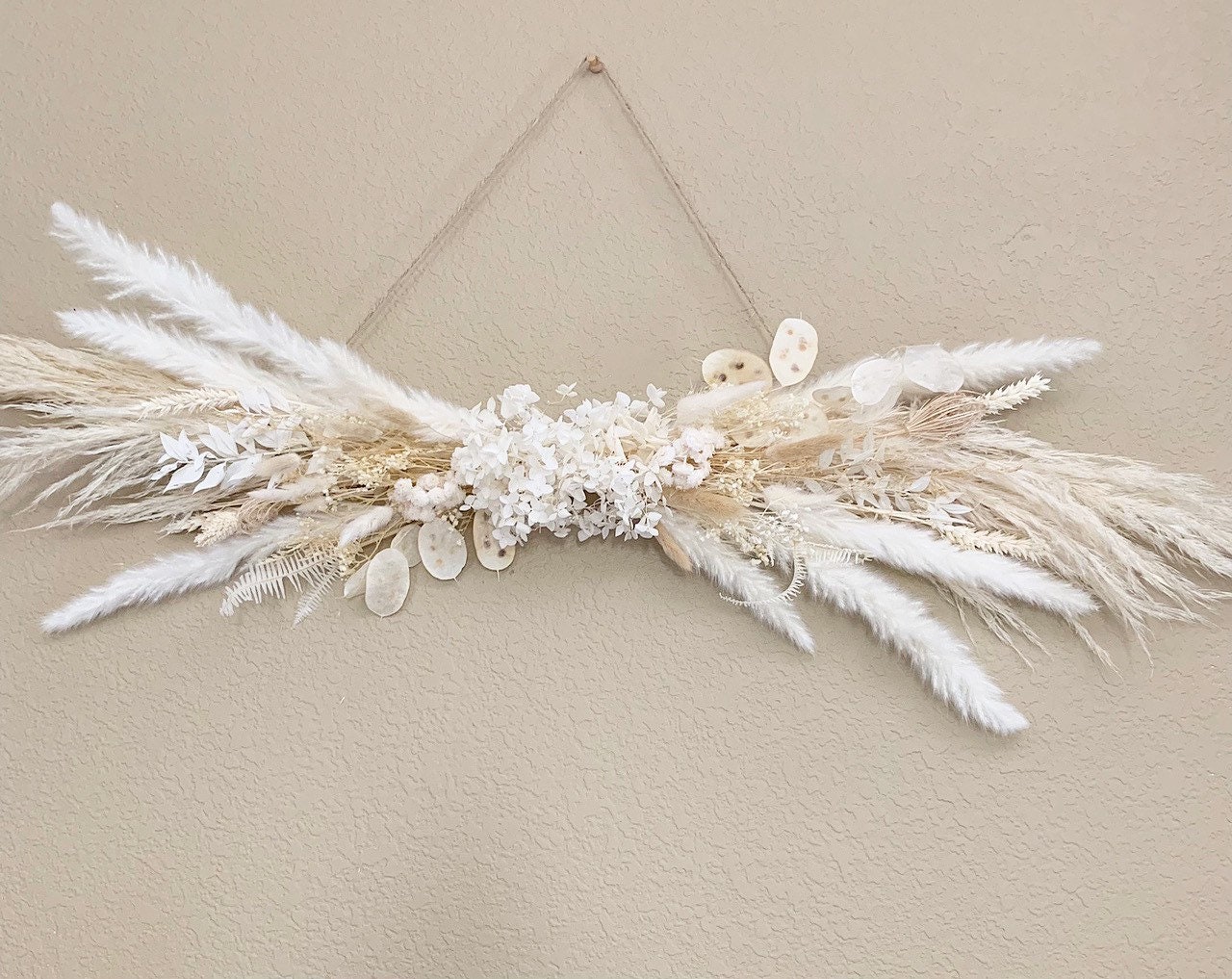 Pampas Dried Flower Wall Hanging Arrangement Garland Etsy