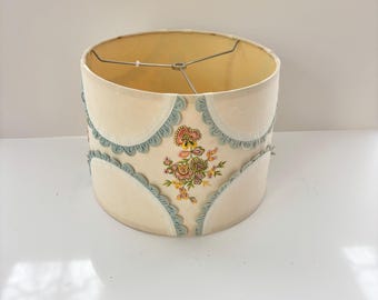 Vintage Floral Embroidered Scalloped Ruffled Lamp Shade