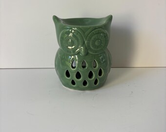 Sage Ceramic Owl Wax Melt Tart Candle Burner Oil Warmer