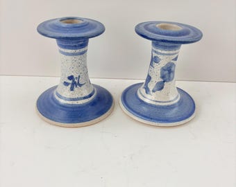 Vintage Pfaltzgraff Villa Flora Stoneware Candlestick Holders