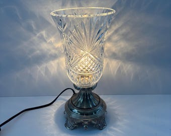 Vintage Godinger Shannon Crystal Hurricane Fairy Lamp