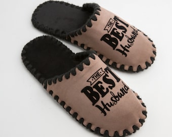 Personalized Wedding Gift for Husband - Cute Handmade Eco-Friendly Slippers for Men, Groom, Hubby. The Best Husband Slippers