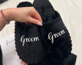Personalized Groom Slippers | Custom Name Wedding Gift for Him