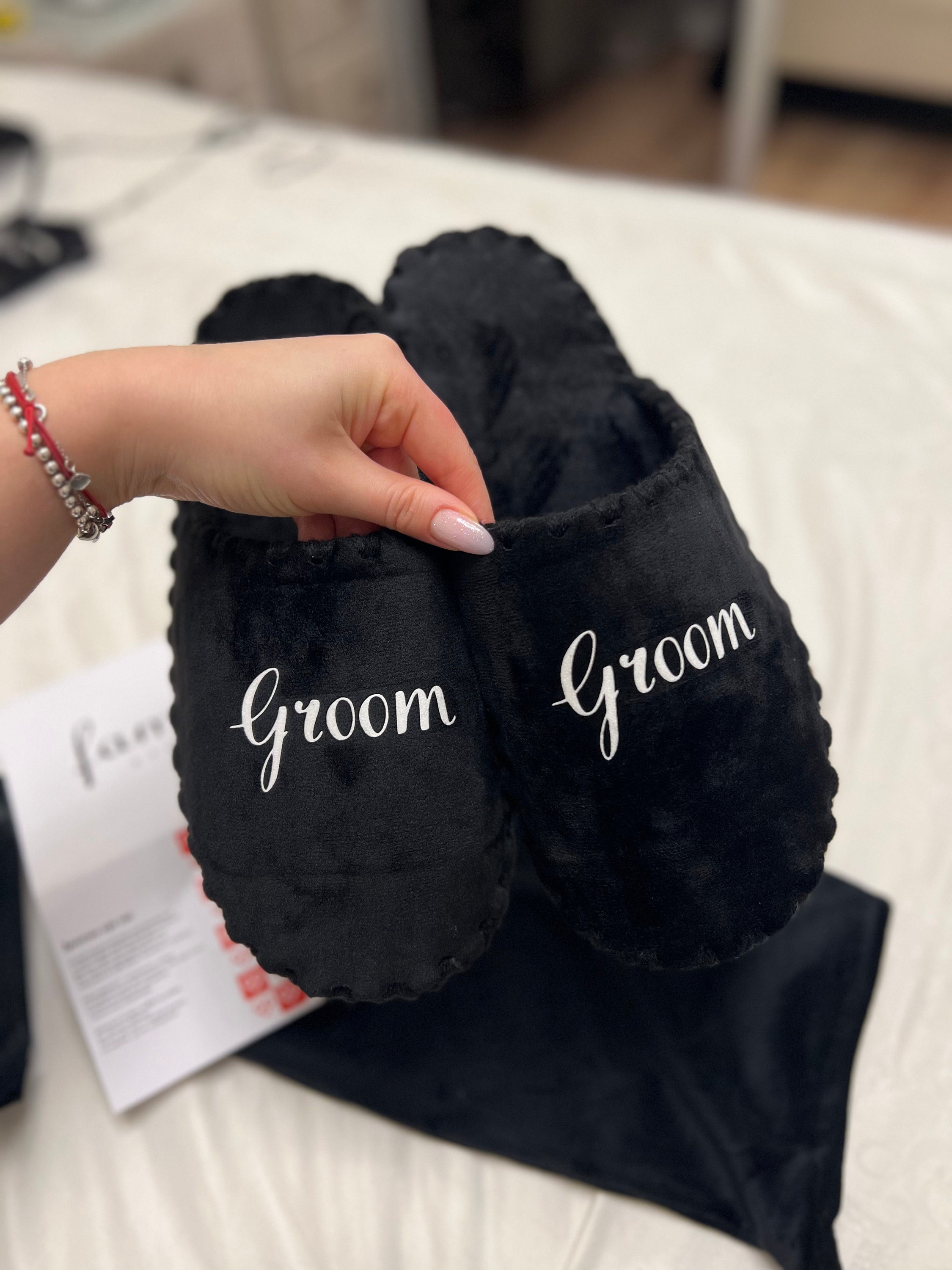 Groom Slippers Personalized Man Slippers for Husband Father Boyfriend Classic Black Indoor Slippers Special Mr. Gift Engagement Wedding Etsy