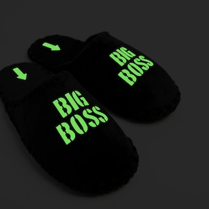 Personalized glow in the dark slippers, Unique gift for Father, Brother, Husband, Friend, Boss Custom slippers for Birthday, Valentine&#39;s Day