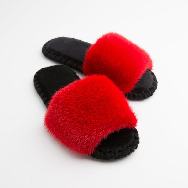 designer fur slides