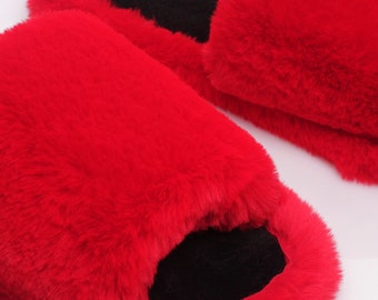 Pantoufles en fausse fourrure de lapin : chaussures maison confortables en velours et mousse à mémoire de forme pour femmes