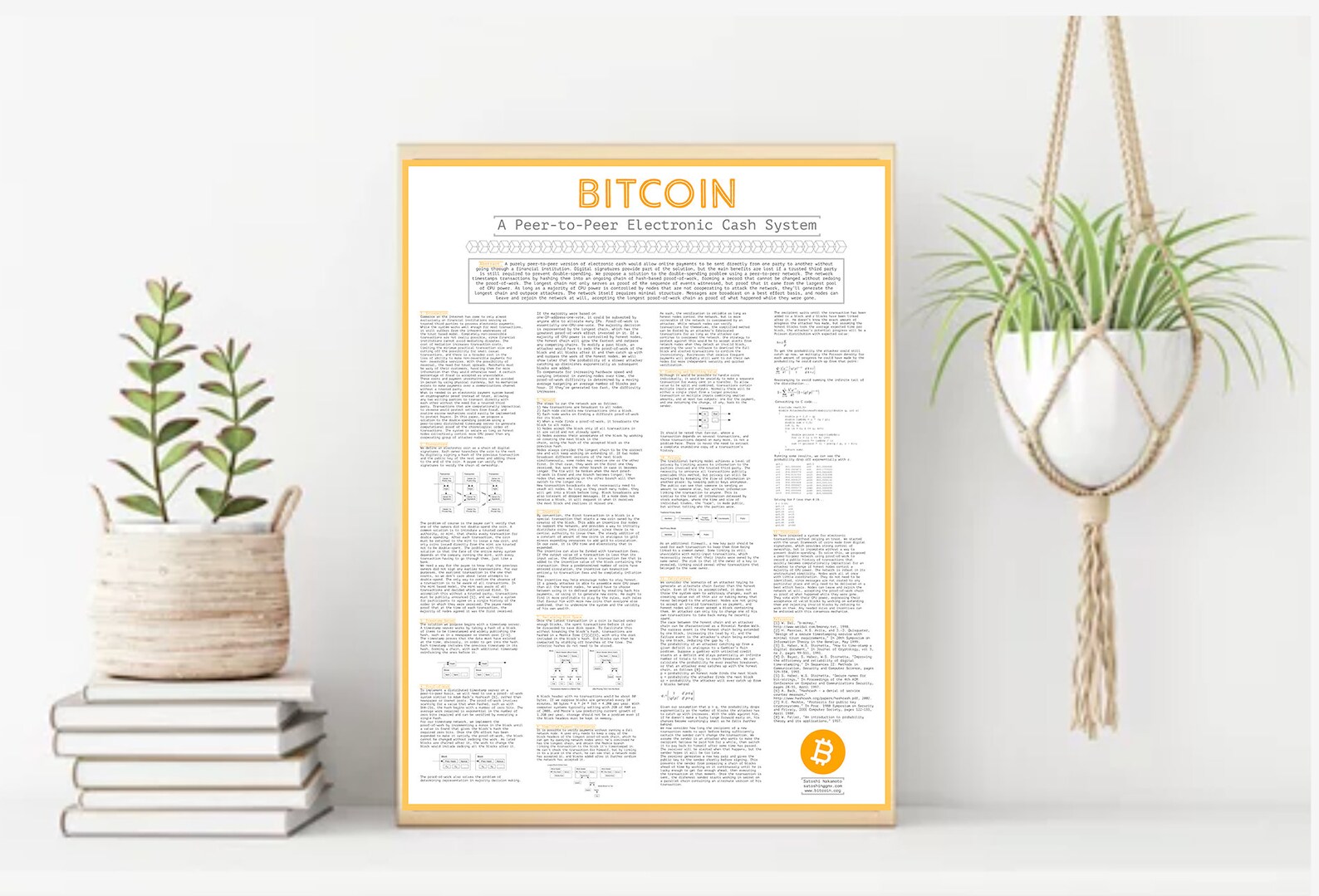 Bitcoin Whitepaper Digital Poster White Etsy