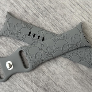 Gravierte Schädel Design für Google Pixel Watch 1, 2, 3, 4 - Silikonband / Strap - 13 Farben