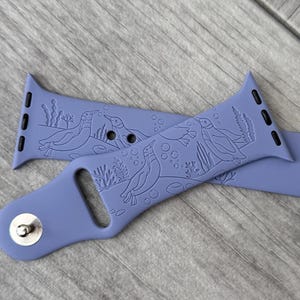 Engraved Swimming Penguin strap for Apple Watch: Silicone Sports Strap