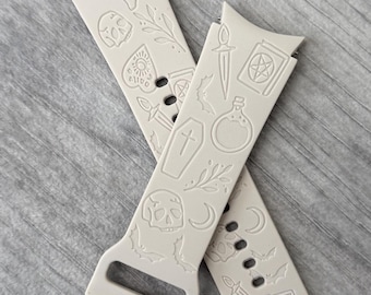 Engraved Witchcraft Silicone Band for Samsung Galaxy Watch 4/5/6/7/FE: 30 Colours
