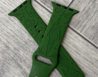 Engraved Fantasy strap for Apple Watch: Silicone Sports Strap, 51 Colors