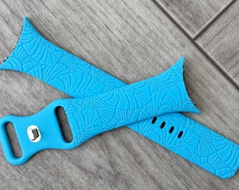 Grawerowany wzór liści Monstera do zegarka Google Pixel Watch 1, 2, 3, 4 – pasek silikonowy – 13 kolorów
