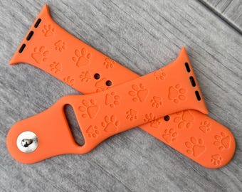 Cinturino con impronta di zampa incisa per Apple Watch - Cinturino sportivo in silicone
