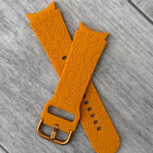 Engraved Sunflower strap for Samsung Galaxy Watch 4/5/6/7/FE, 30 Colours