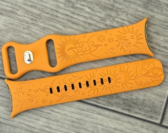 Grawerowany mistyczny wzór chmur do zegarka Google Pixel Watch 1, 2, 3, 4 – pasek silikonowy – 13 kolorów
