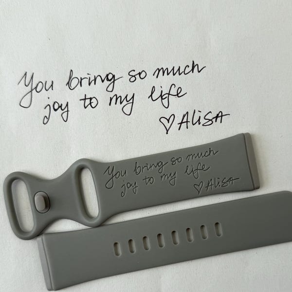 Engraved Handwriting strap for Fitbit Sense 1, 2 / Versa 3, 4 Silicone Band