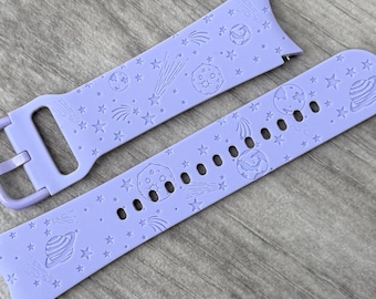 Engraved Planets & Stars strap for Samsung Galaxy Watch 4/5/6/7/FE, 30 Colours