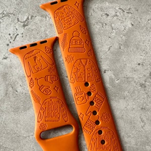 Engraved Xmas Jumper Design for Apple Watch Silicone Sports Band / Strap - 38mm/40mm/41mm/42mm/44mm/45mm/46mm/49mm - 51 Colours